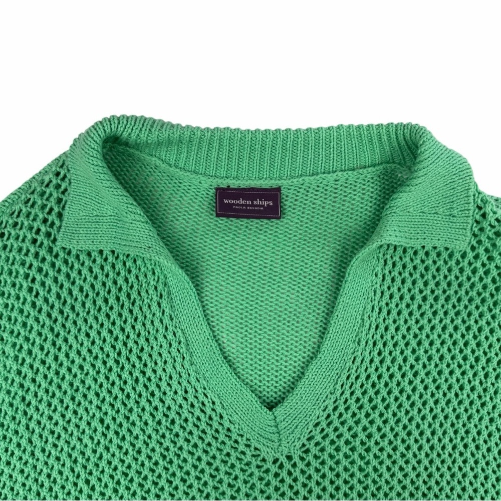 Wooden Ships Women’s Cotton Blend Emma Polo Sweater Vest In Verdigris Size M/L - Picture 5 of 9